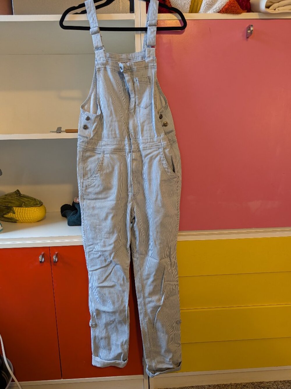 Duluth Trading Co Hickory Stripe Bib Overalls | Railroad Stripe | Size XS Regula